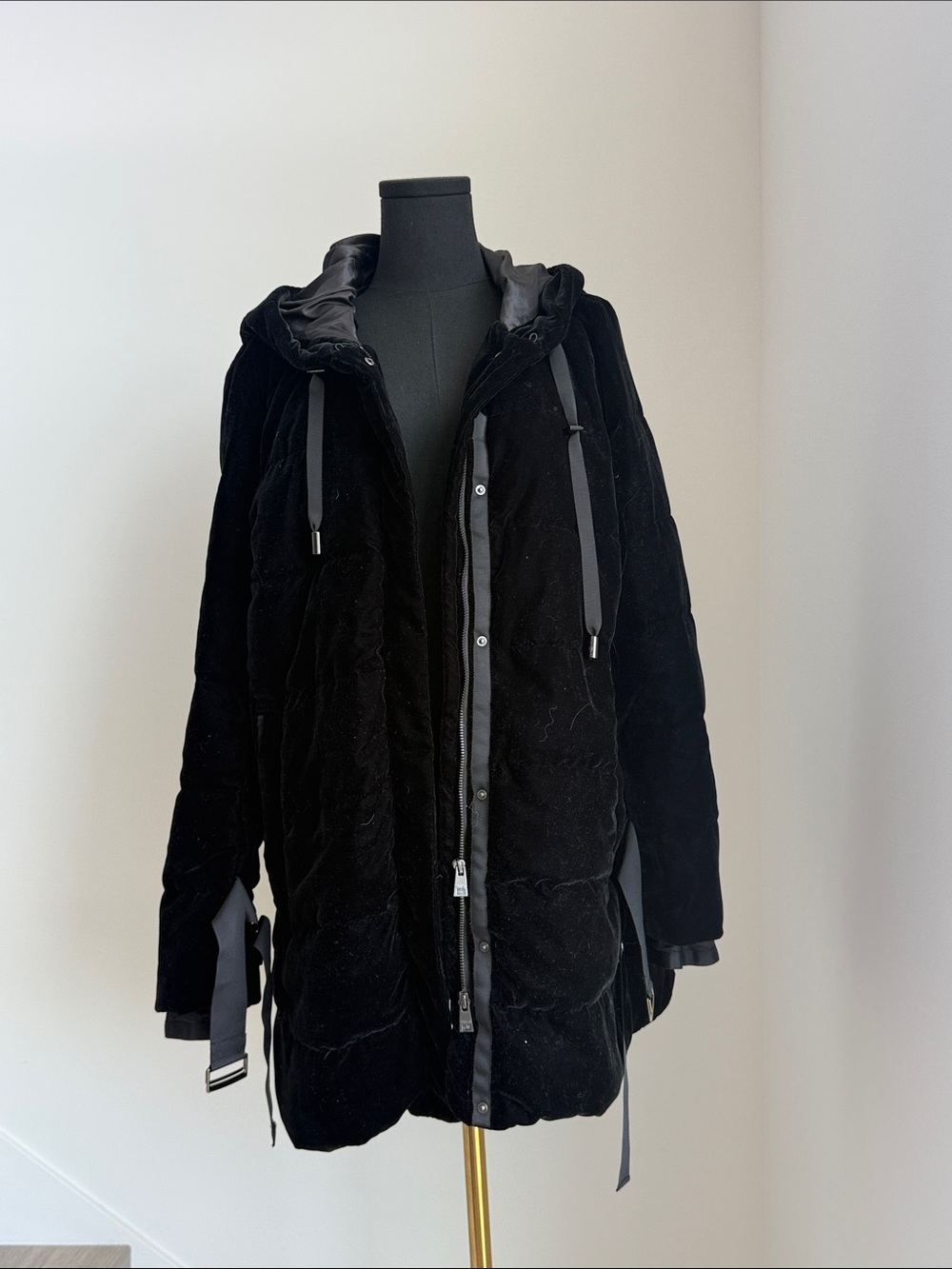 Black Hooded Quilted Coat
